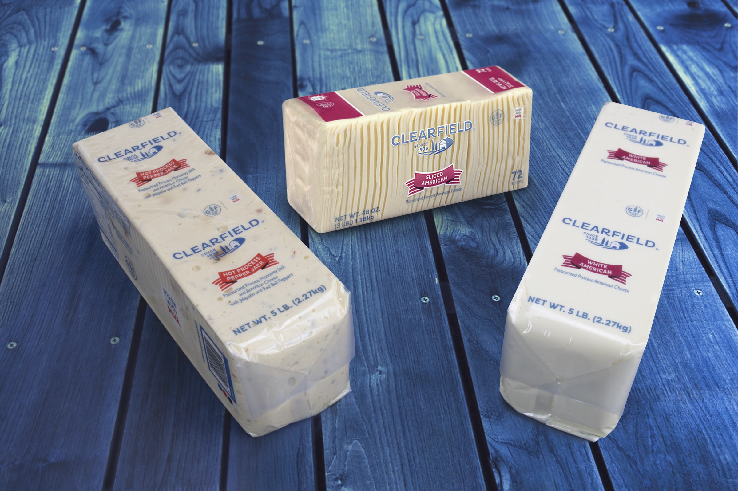 Clearfield® Cheese on a Blue Table