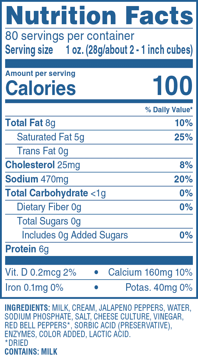 Clearfield Hot® Process Pepper Jack ingredients